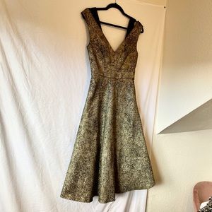 Tracy Reese Black Label Metallic Dress - Stunning Midi Formal size 2/4